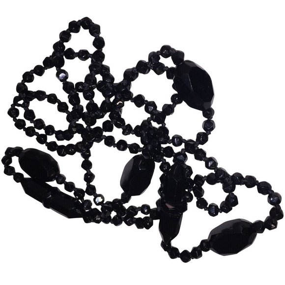 Victorian French Jet Bead Flapper Necklace